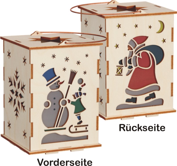 Bastelsatz Laterne aus Holz mit LED Beleuchtung