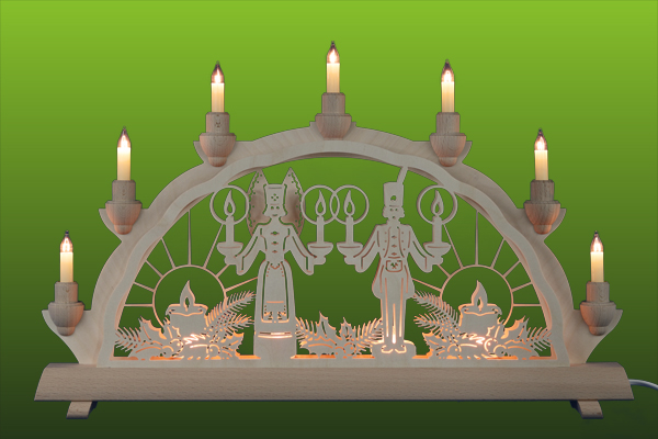 Doppel-Schwibbogen 'Engel und Bergmann' 50cm