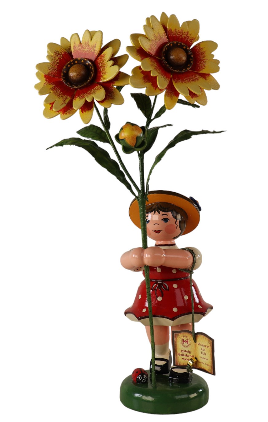 Blumenkind Mädchen mit Kokardenblume 24 cm