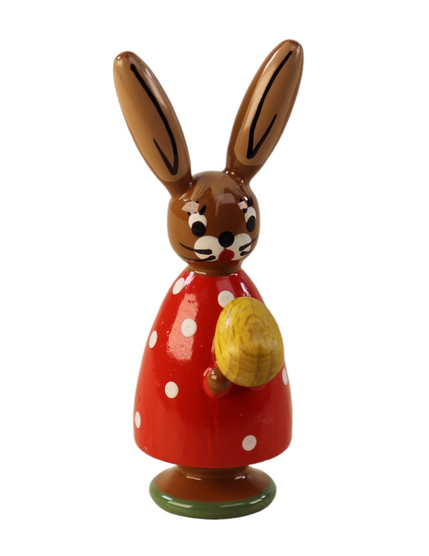 Hase stehend mit Ei rot