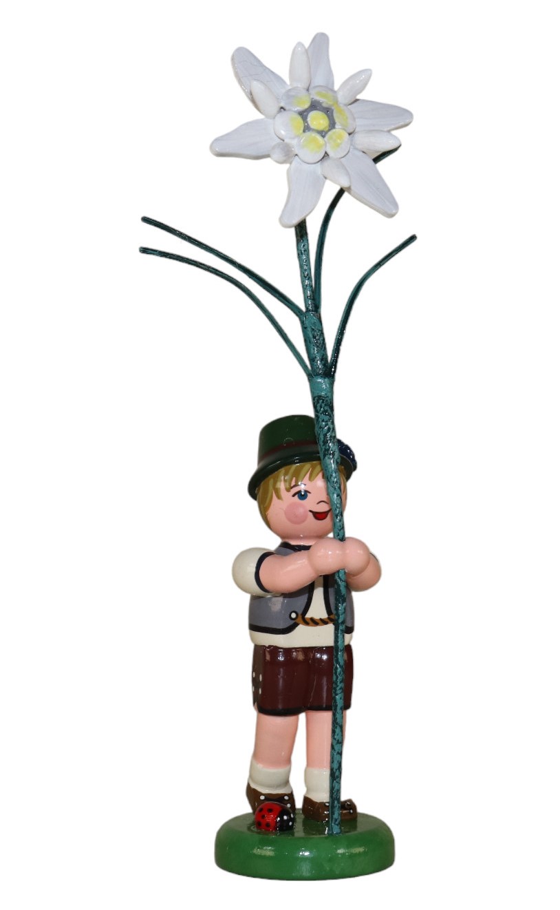 Blütenkind Junge mit Edelweiß, 11 cm