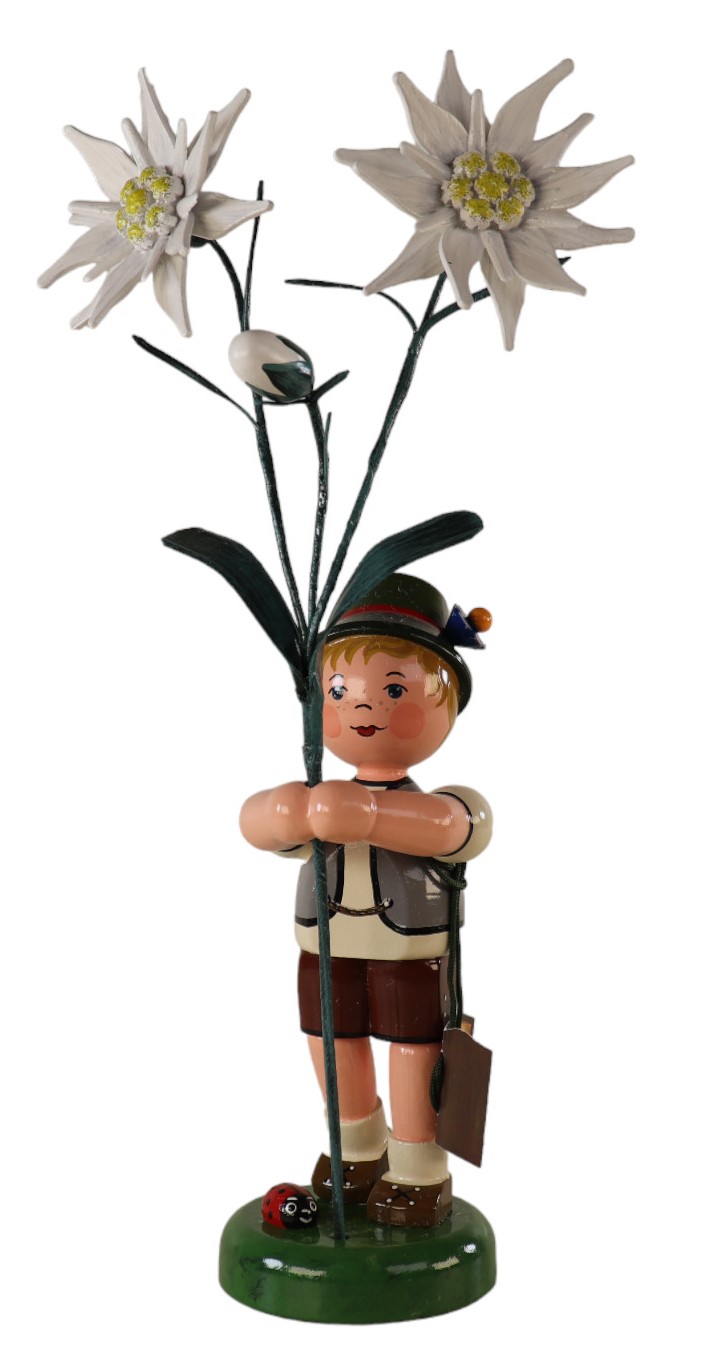 Blumenkind Junge mit Edelweiß 24 cm