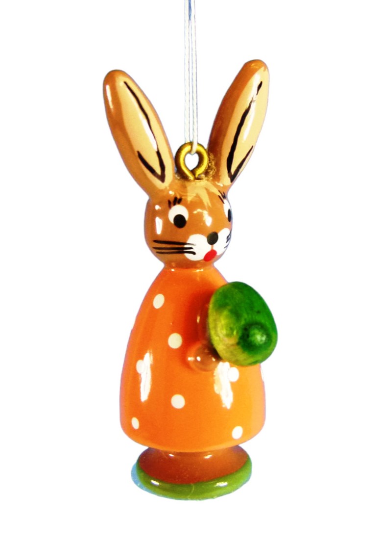 Hase hängend mit Ei orange