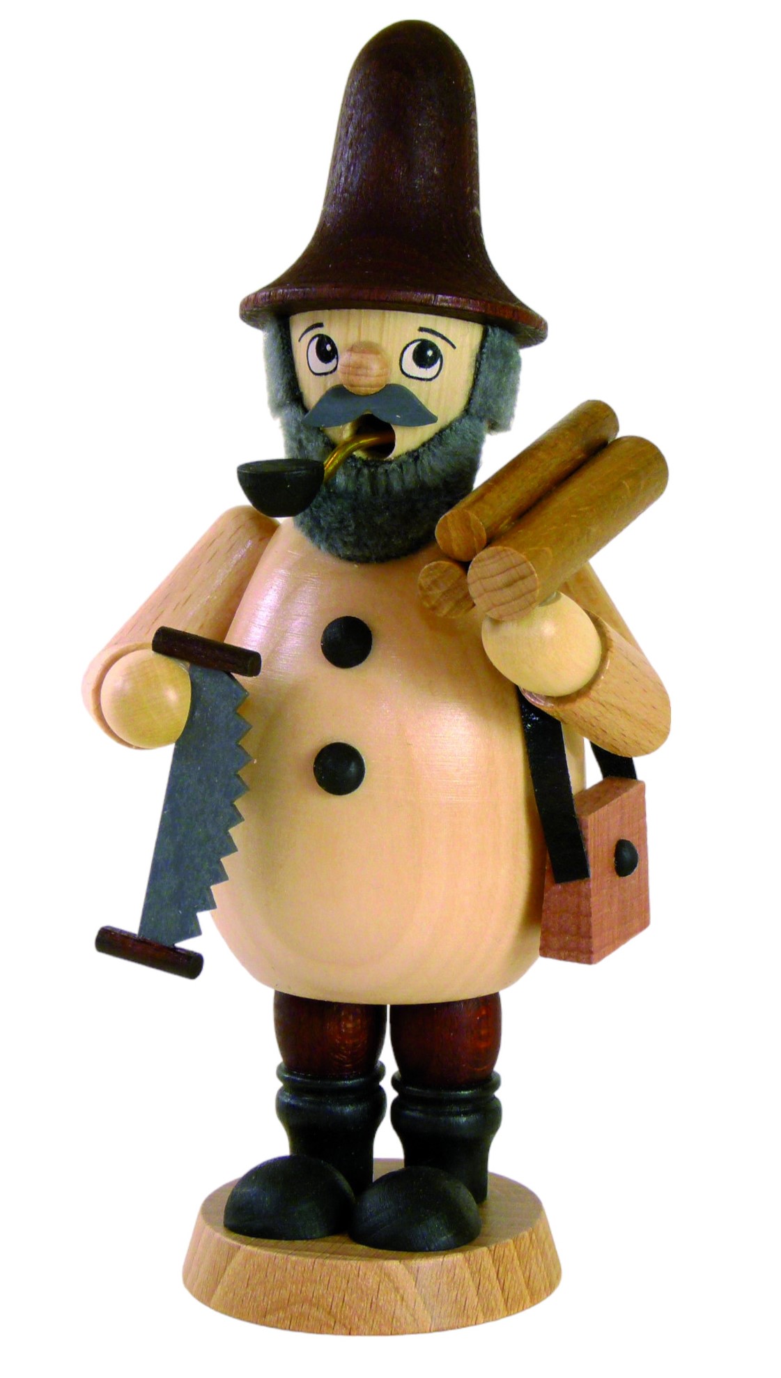 Räuchermann Waldwichtel mit Säge & Holzstapel natur, Höhe  ca. 17,0cm