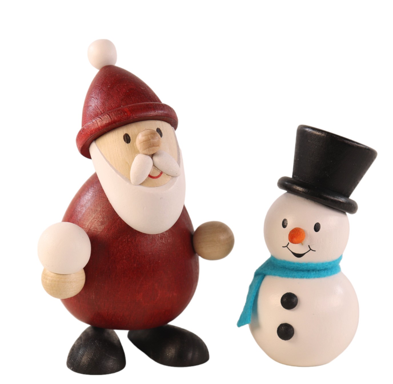 Weihnachtsmann modern H 9,5cm und Schneemann  H 7,0cm