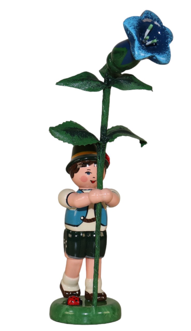 Blütenkind Junge mit Enzian, 11 cm