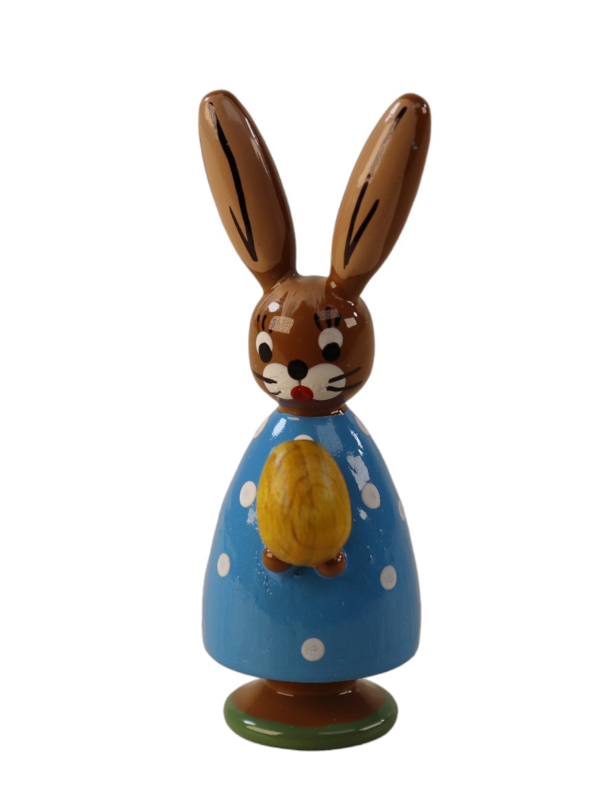 Hase stehend mit Ei blau