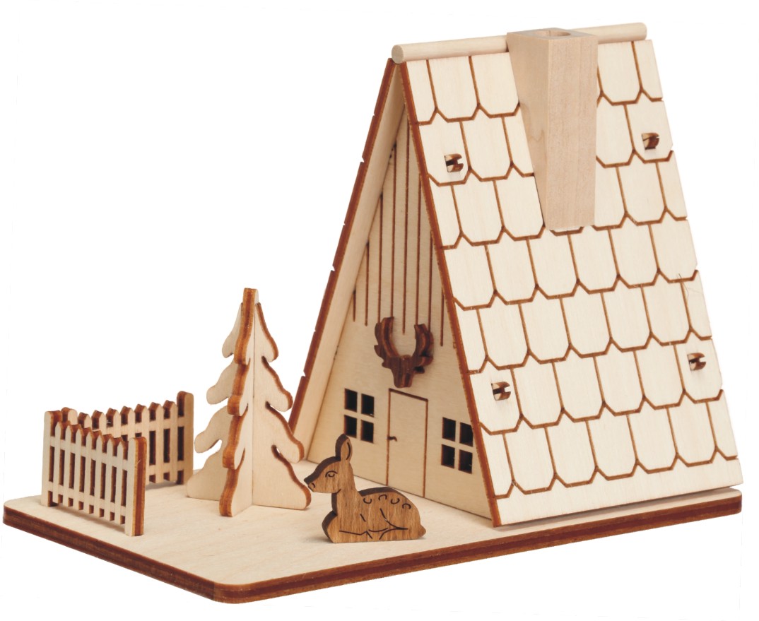 Bastelsatz für ein Räucherhaus - Motiv: "Forsthaus" - 15-teilig