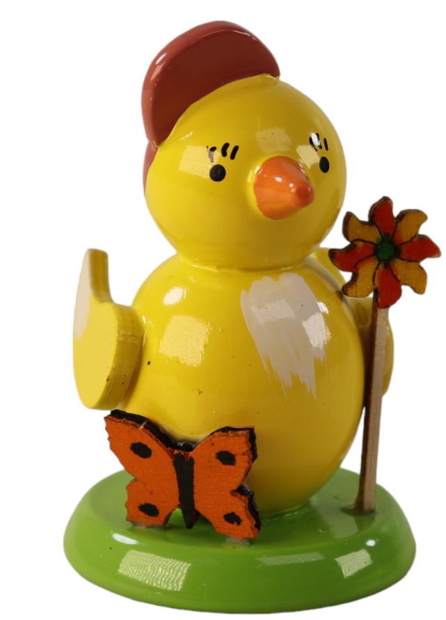 kueken-stehend-mit-windrad-und-schmetterling-20-ullrich-kunsthandwerk-paul-ullrich-volkskunstbestehen