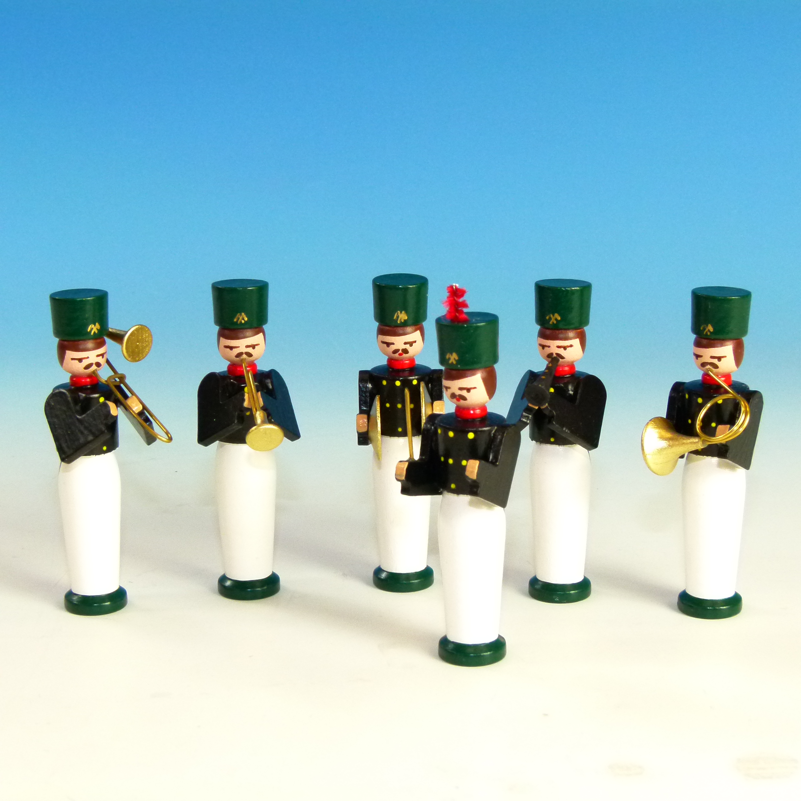 Bergmänner mit Instrumenten als Tischdeko